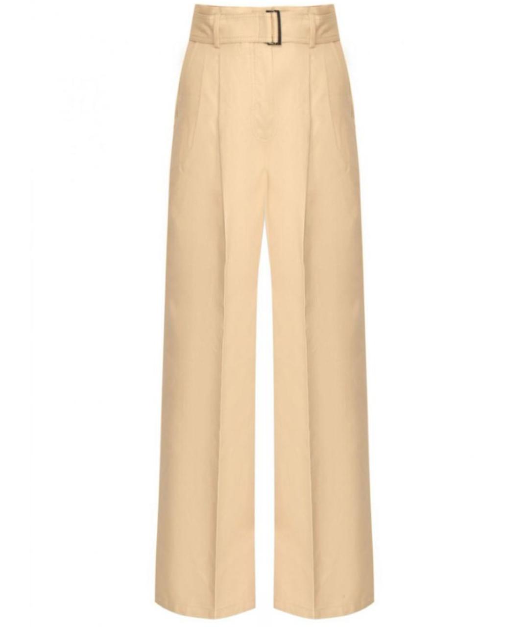 MAX MARA Бежевые хлопковые прямые брюки, фото 1