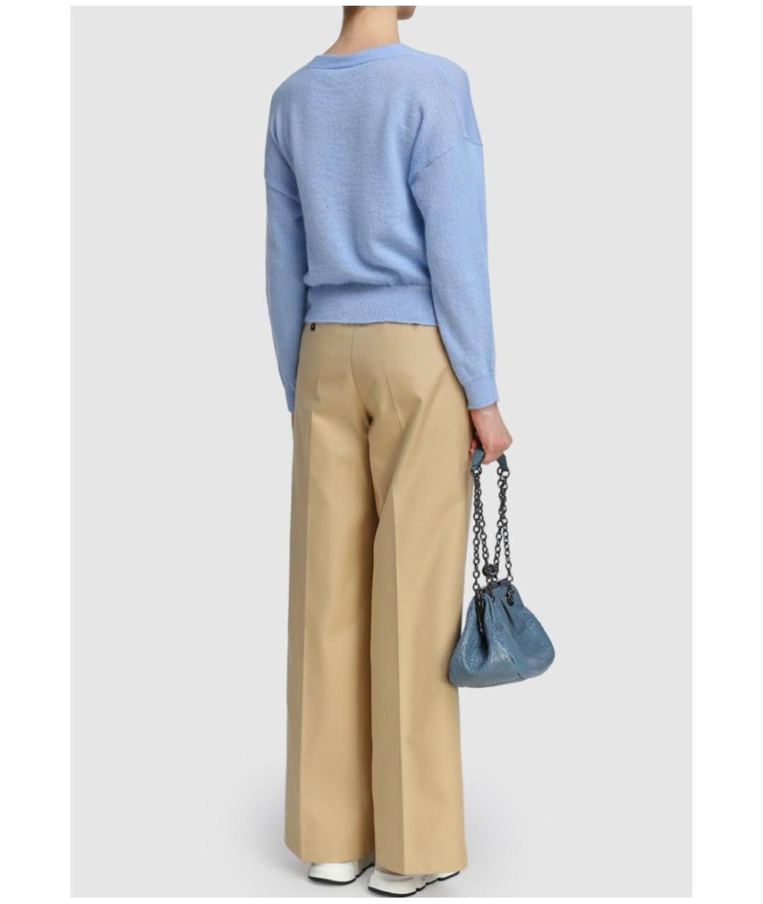 MAX MARA Бежевые хлопковые прямые брюки, фото 2