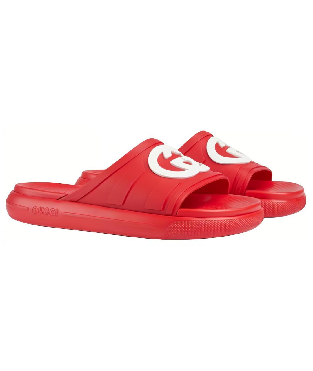 GUCCI Красные шлепанцы, фото 3