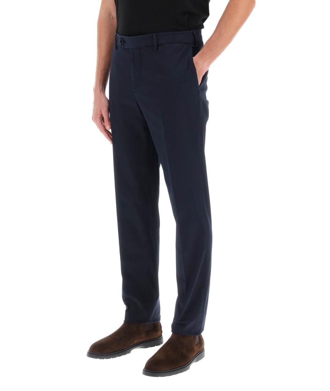 BRUNELLO CUCINELLI Темно-синие хлопковые повседневные брюки, фото 4