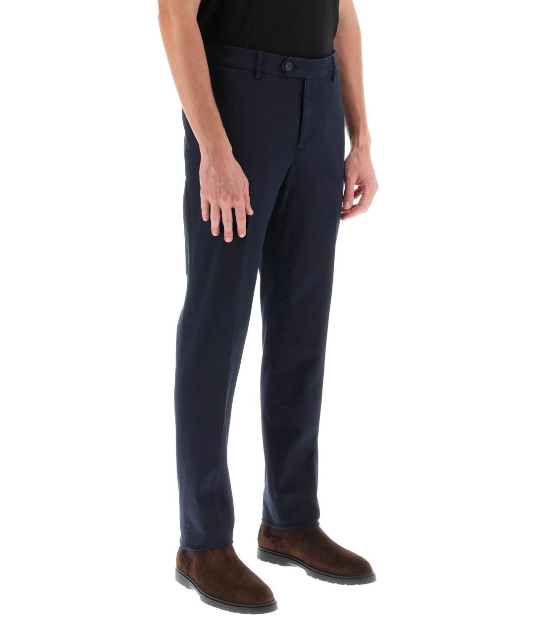 BRUNELLO CUCINELLI Темно-синие хлопковые повседневные брюки, фото 2