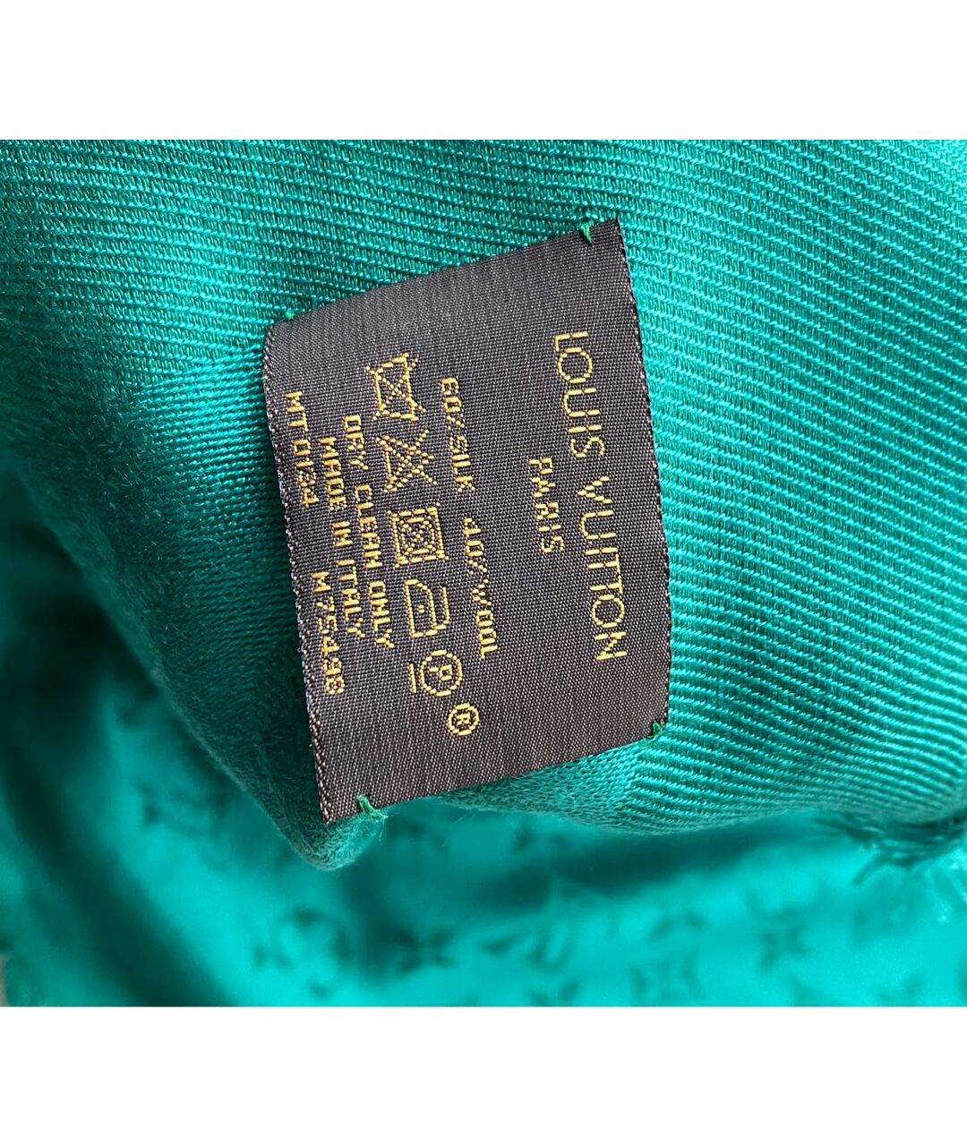 LOUIS VUITTON PRE-OWNED Зеленый шерстяной шарф, фото 3