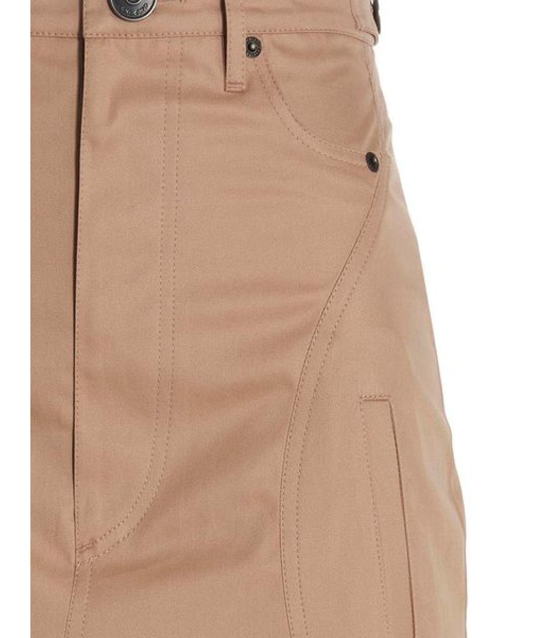 BURBERRY Бежевая хлопковая юбка миди, фото 4