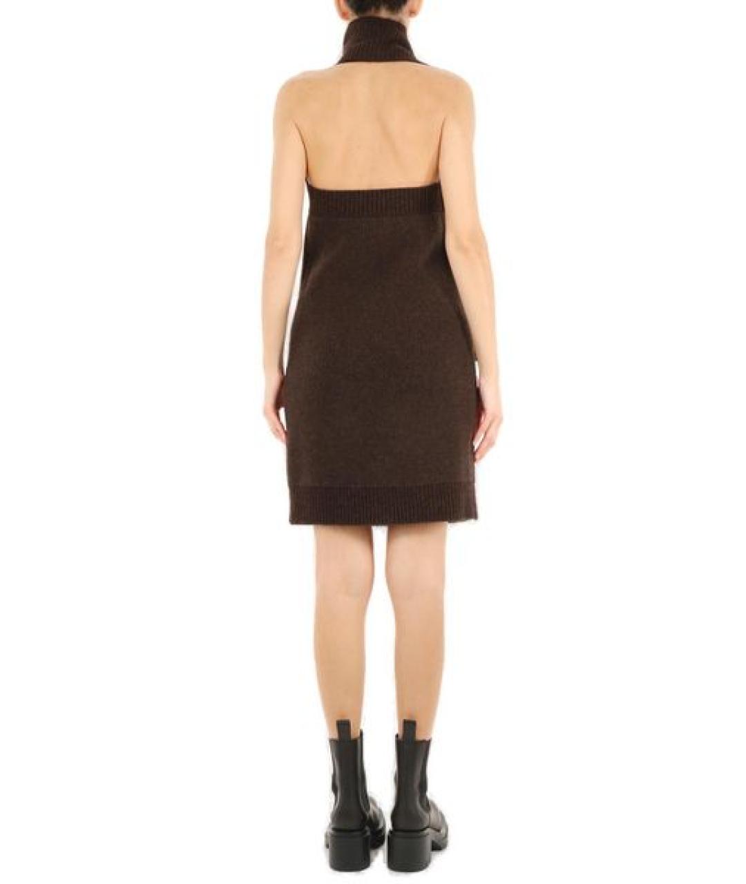 BOTTEGA VENETA Коричневое шерстяное повседневное платье, фото 3