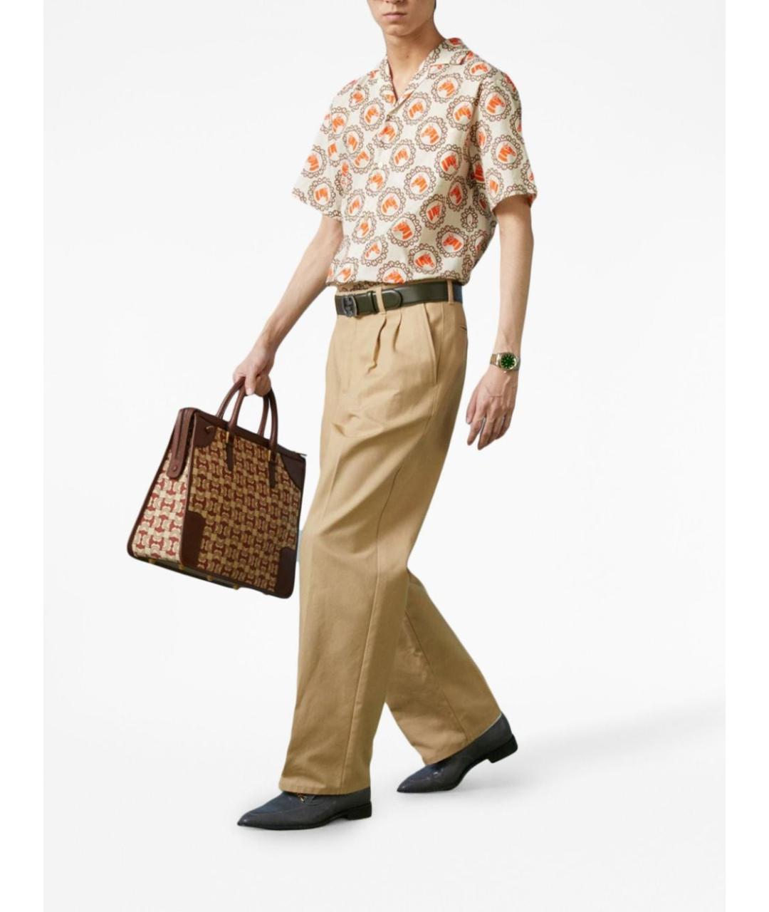 GUCCI Бежевые хлопковые повседневные брюки, фото 2