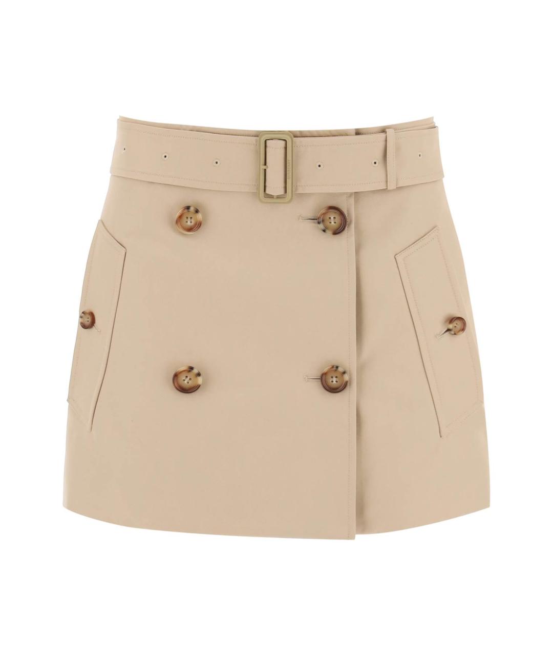 BURBERRY Бежевая хлопковая юбка мини, фото 5