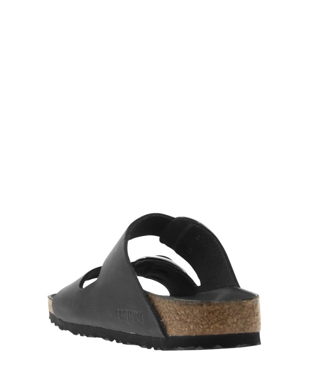 BIRKENSTOCK Черные кожаные шлепанцы, фото 3