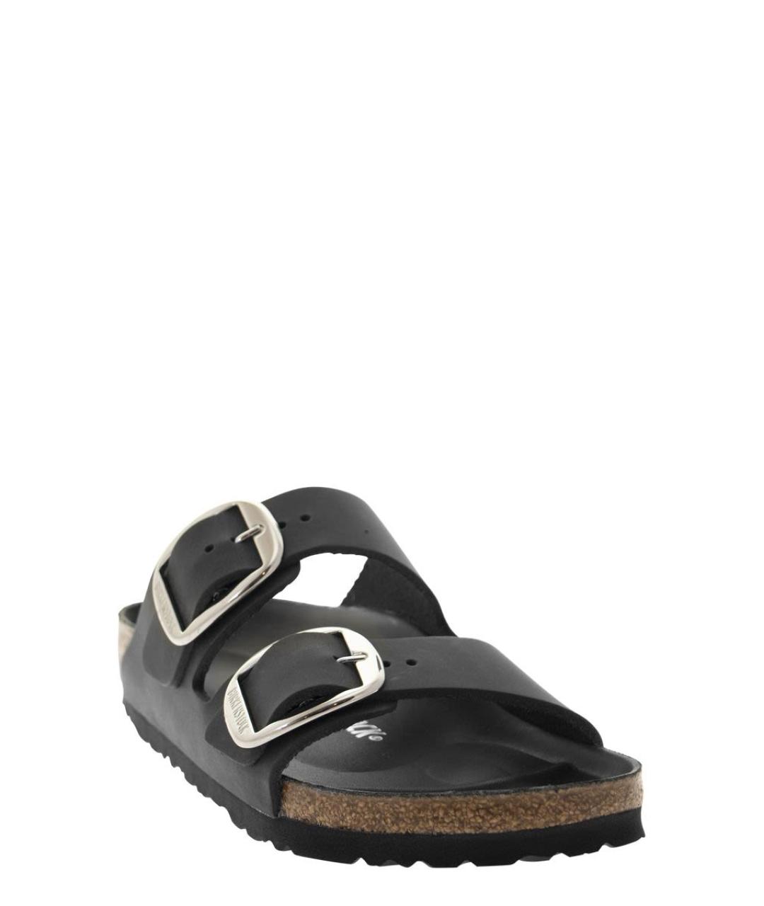 BIRKENSTOCK Черные кожаные шлепанцы, фото 2