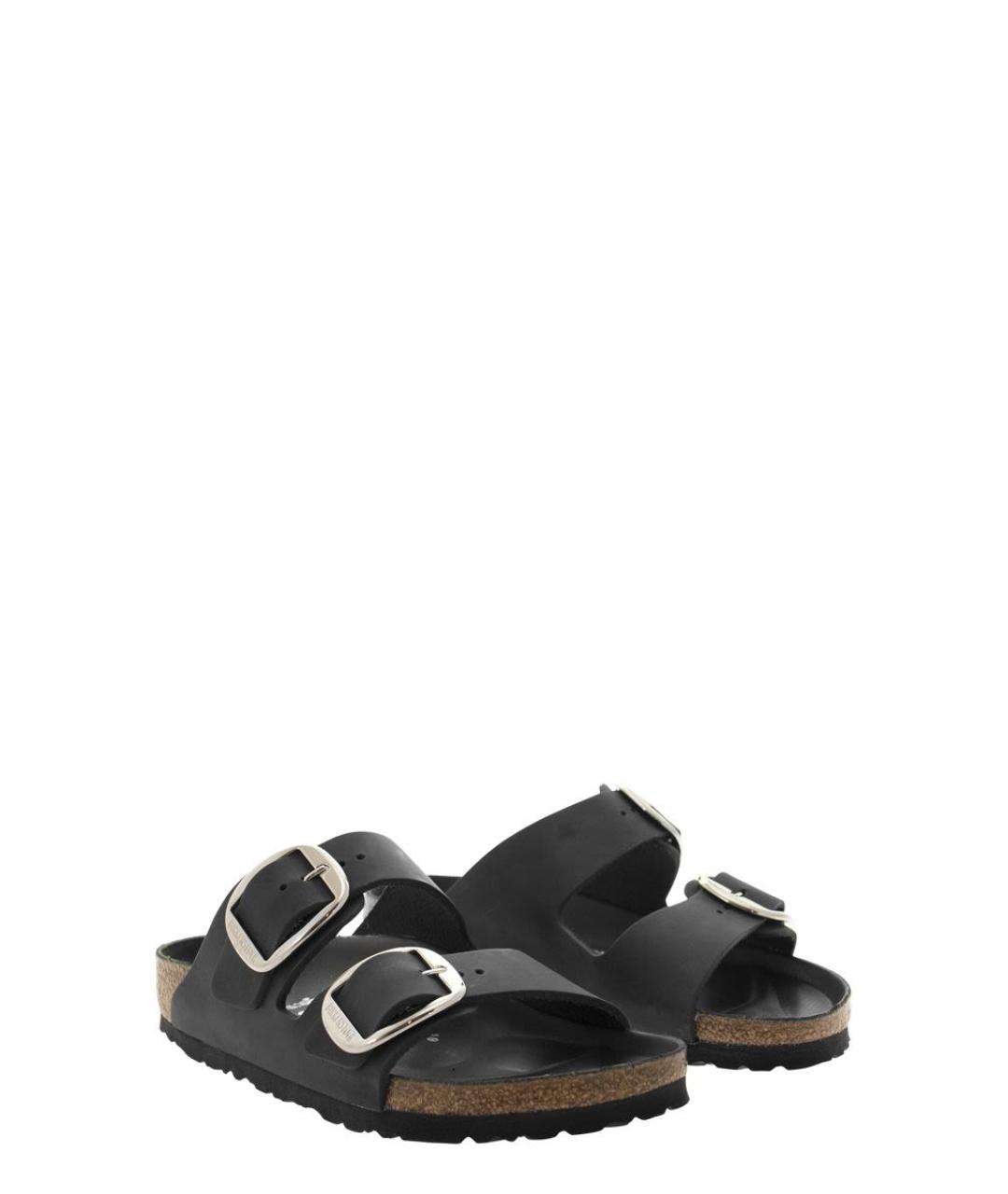BIRKENSTOCK Черные кожаные шлепанцы, фото 4
