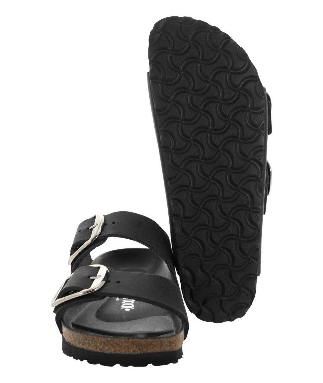 BIRKENSTOCK Черные кожаные шлепанцы, фото 5
