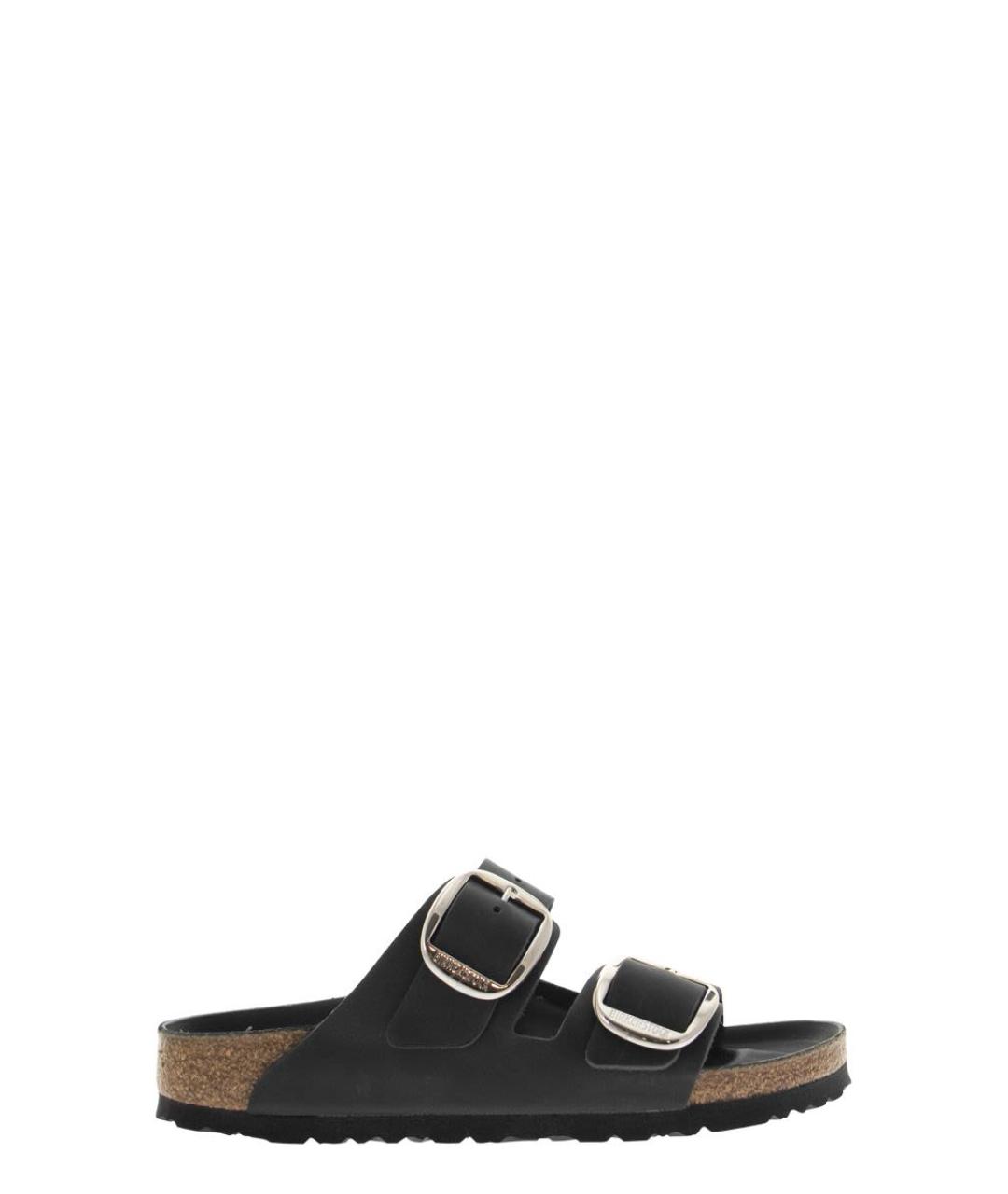 BIRKENSTOCK Черные кожаные шлепанцы, фото 1