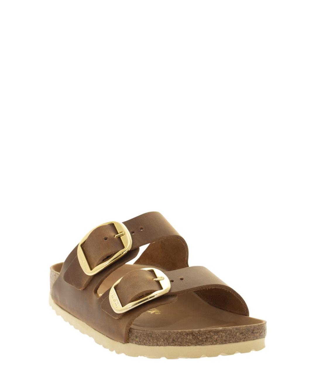 BIRKENSTOCK Коричневые кожаные шлепанцы, фото 2