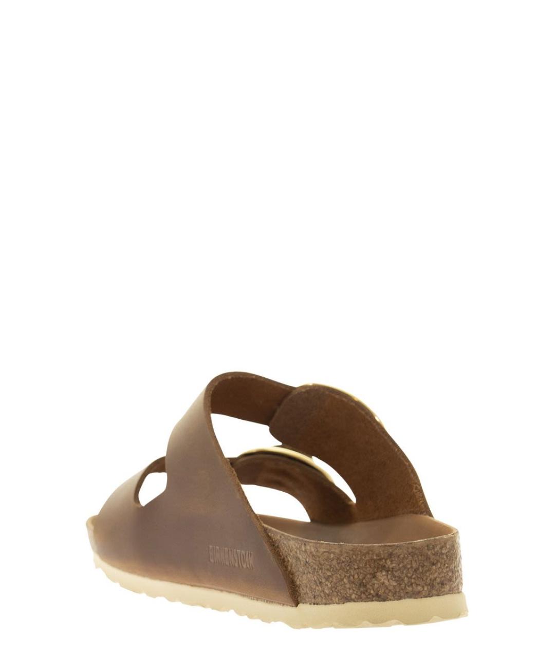 BIRKENSTOCK Коричневые кожаные шлепанцы, фото 3