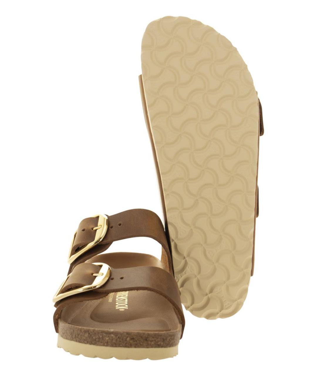 BIRKENSTOCK Коричневые кожаные шлепанцы, фото 5