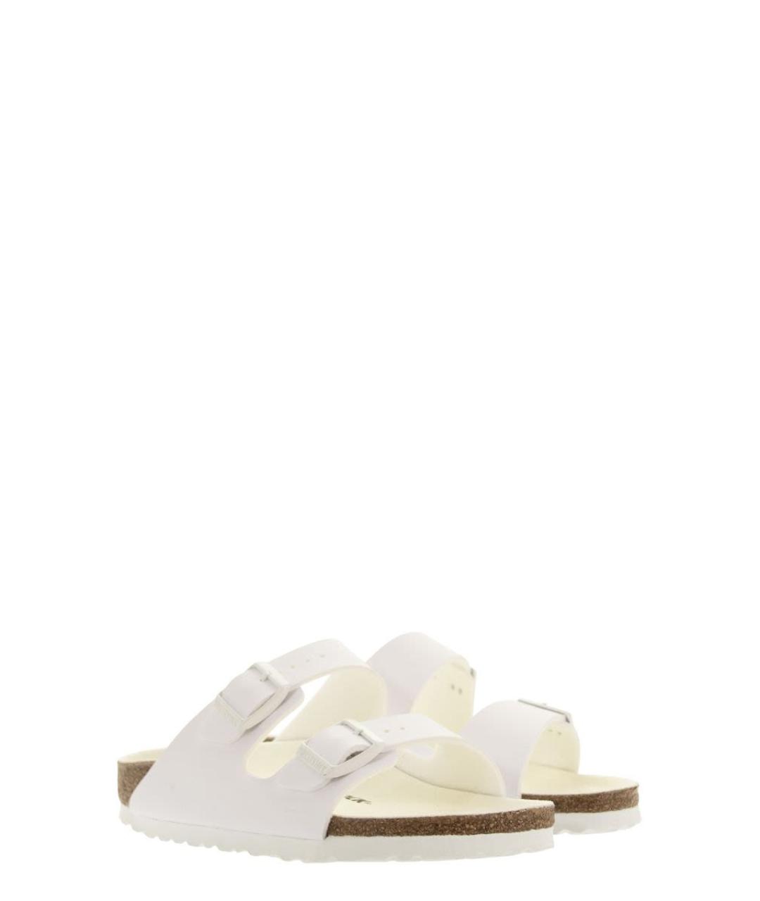 BIRKENSTOCK Белые кожаные шлепанцы, фото 4