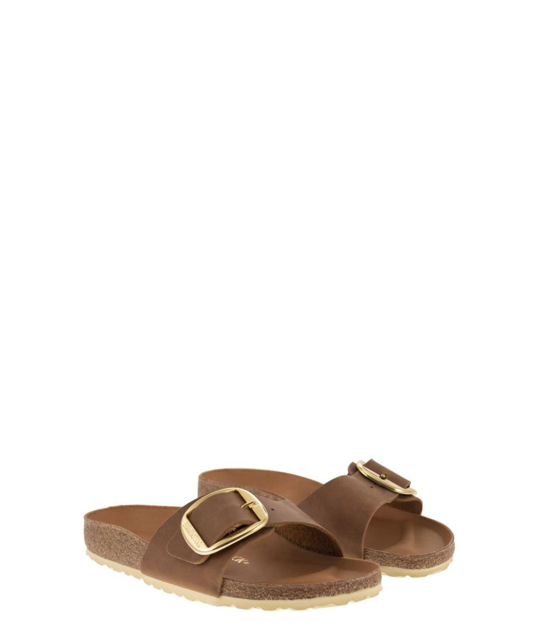 BIRKENSTOCK Коричневые кожаные шлепанцы, фото 4