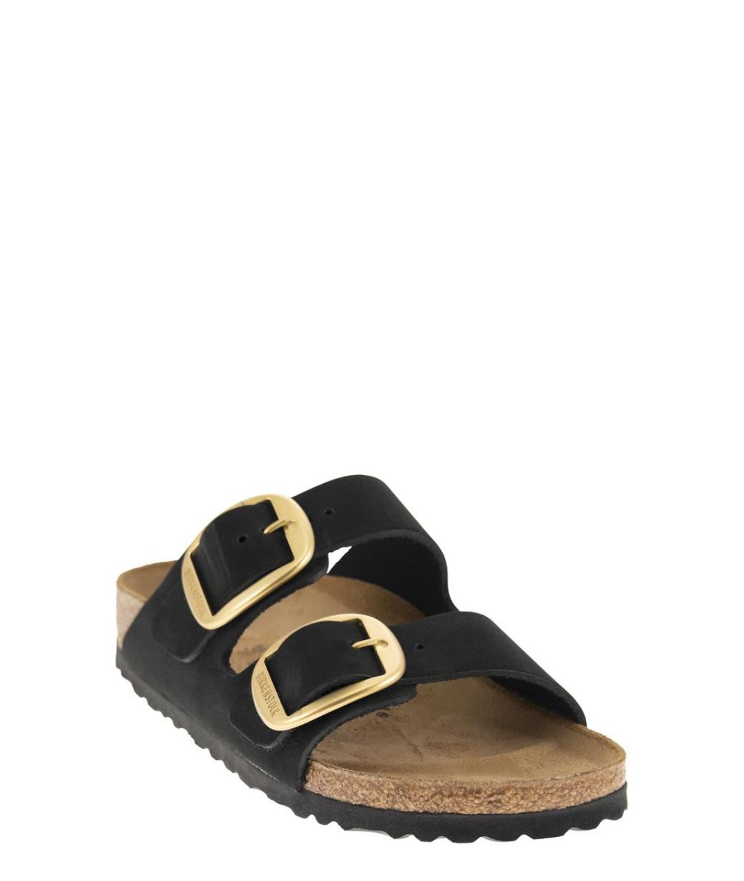 BIRKENSTOCK Черные кожаные шлепанцы, фото 2