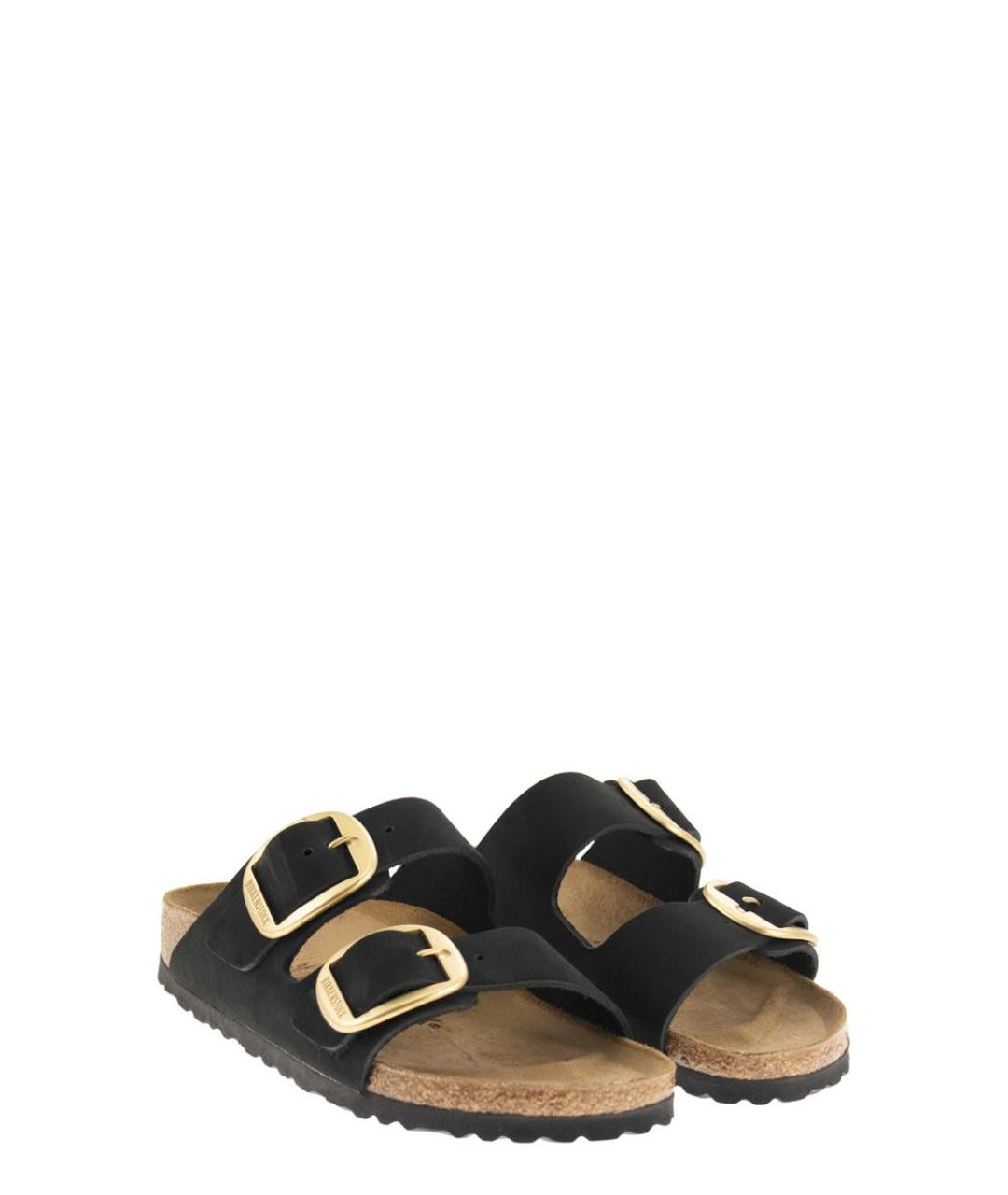 BIRKENSTOCK Черные кожаные шлепанцы, фото 4
