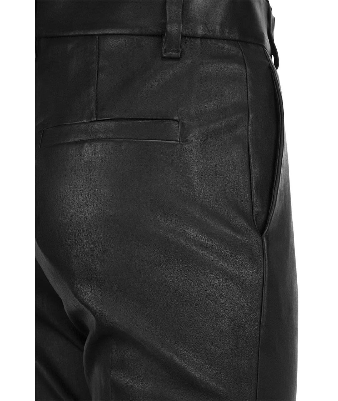 BRUNELLO CUCINELLI Черные кожаные прямые брюки, фото 4