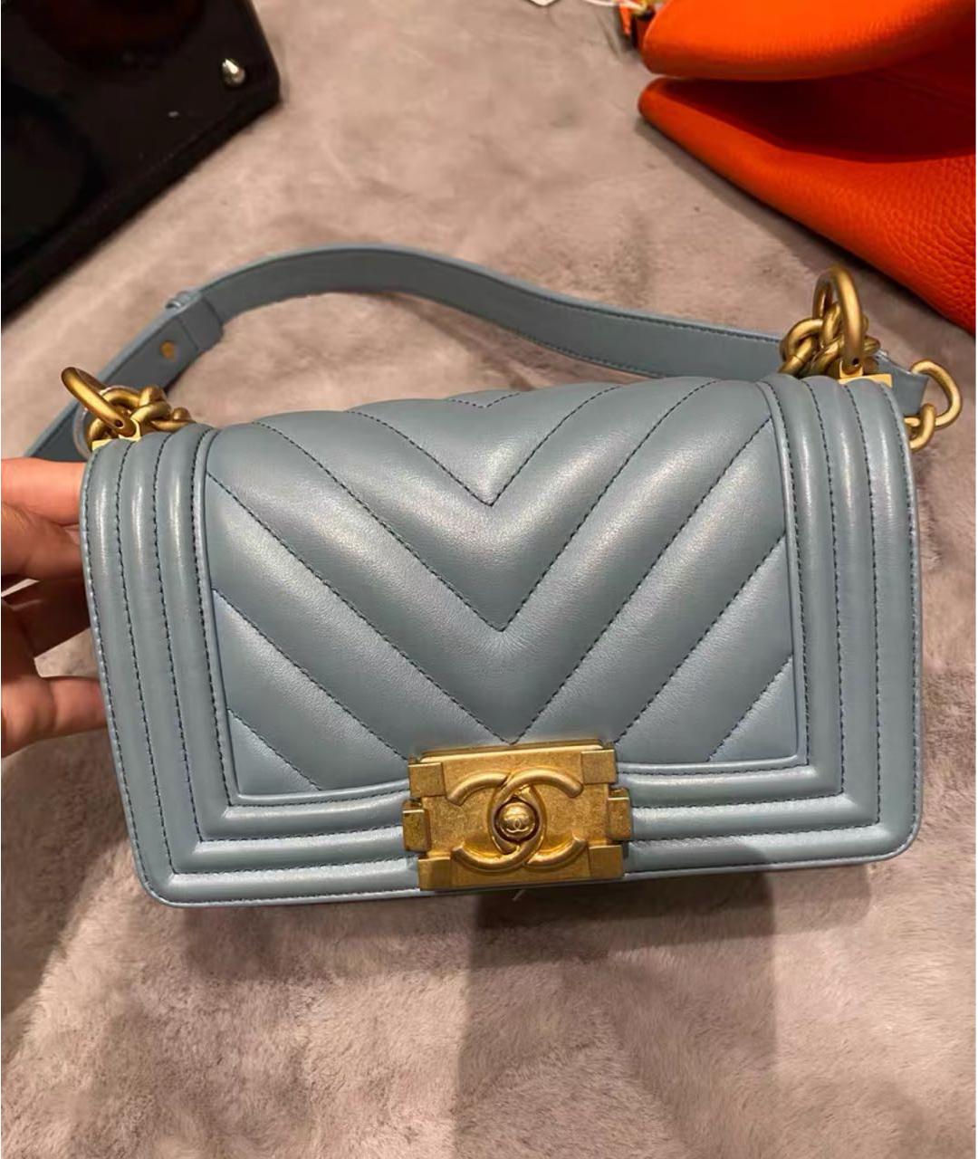 CHANEL Голубая кожаная сумка через плечо, фото 5