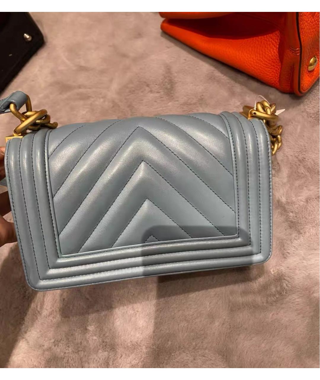 CHANEL Голубая кожаная сумка через плечо, фото 4