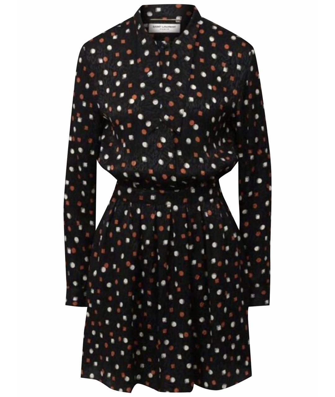 SAINT LAURENT Черное шелковое коктейльное платье, фото 1