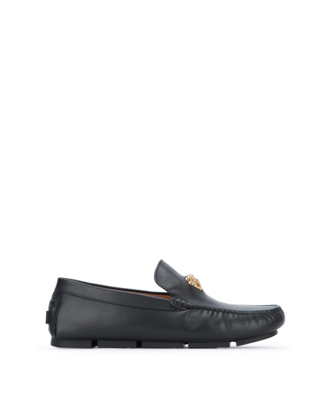 VERSACE Черные кожаные мокасины, фото 1