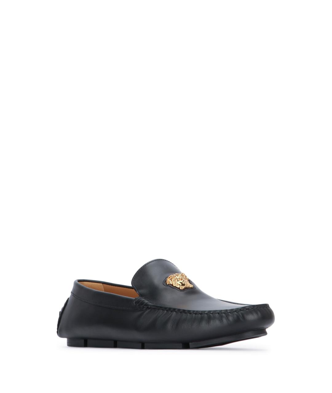 VERSACE Черные кожаные мокасины, фото 2