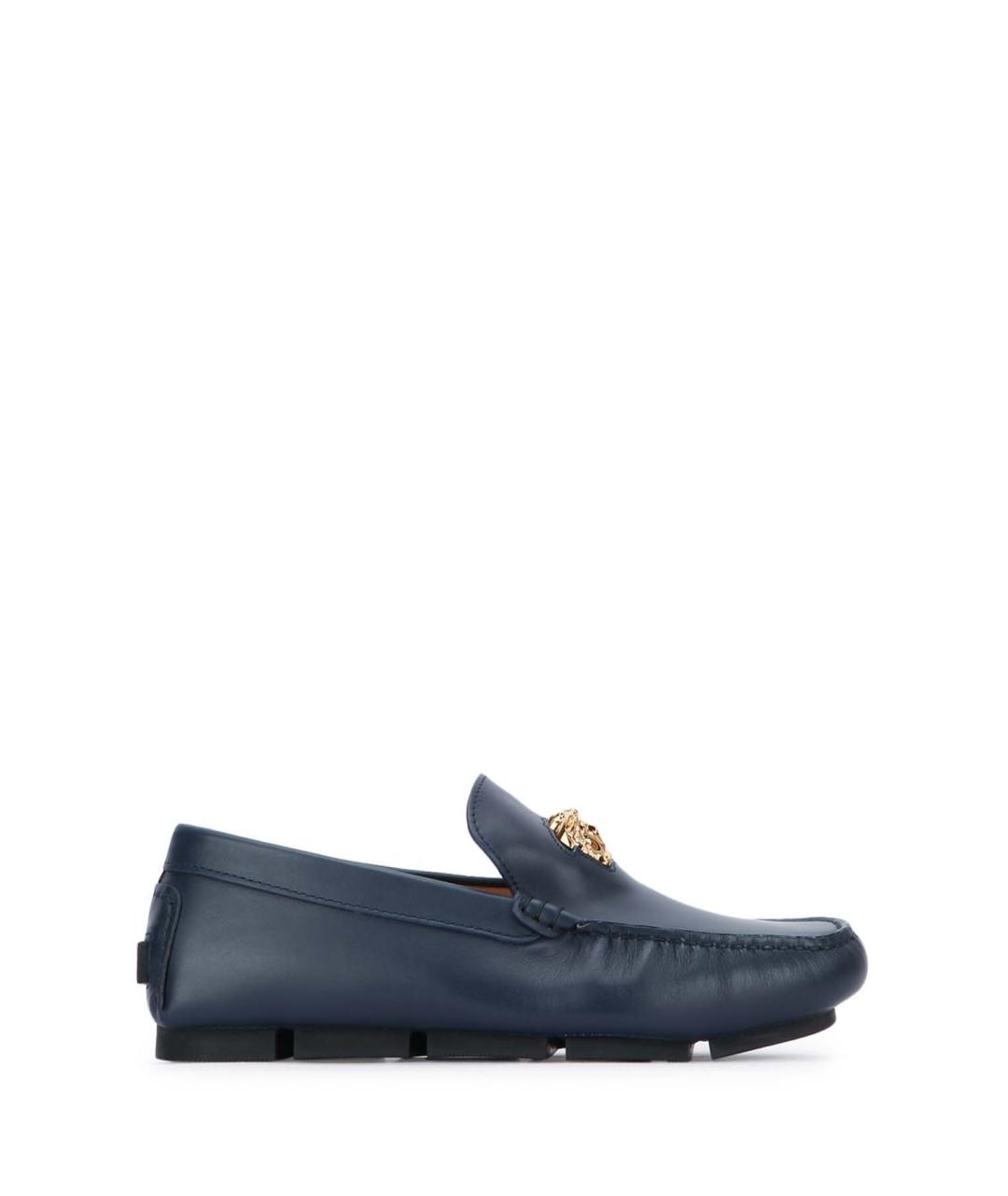 VERSACE Темно-синие кожаные мокасины, фото 1