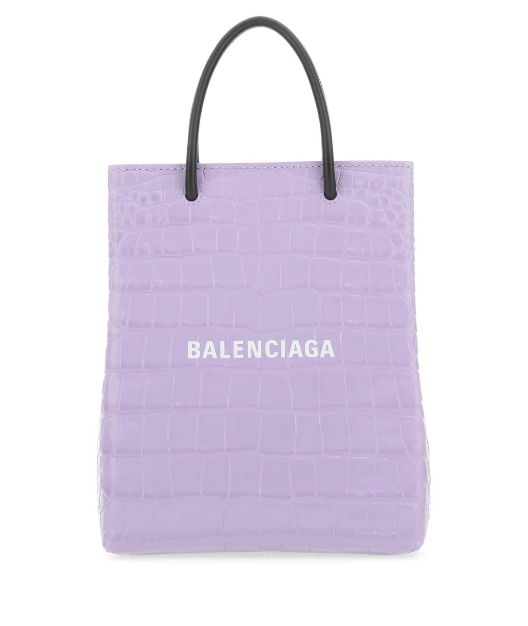 BALENCIAGA Фиолетовая кожаная сумка с короткими ручками, фото 1