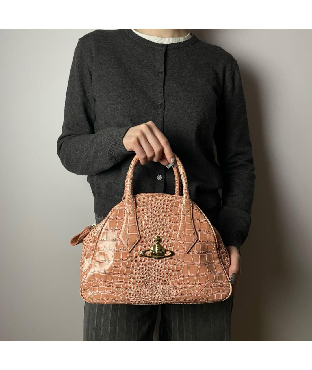 VIVIENNE WESTWOOD Бежевая сумка с короткими ручками из искусственной кожи, фото 8