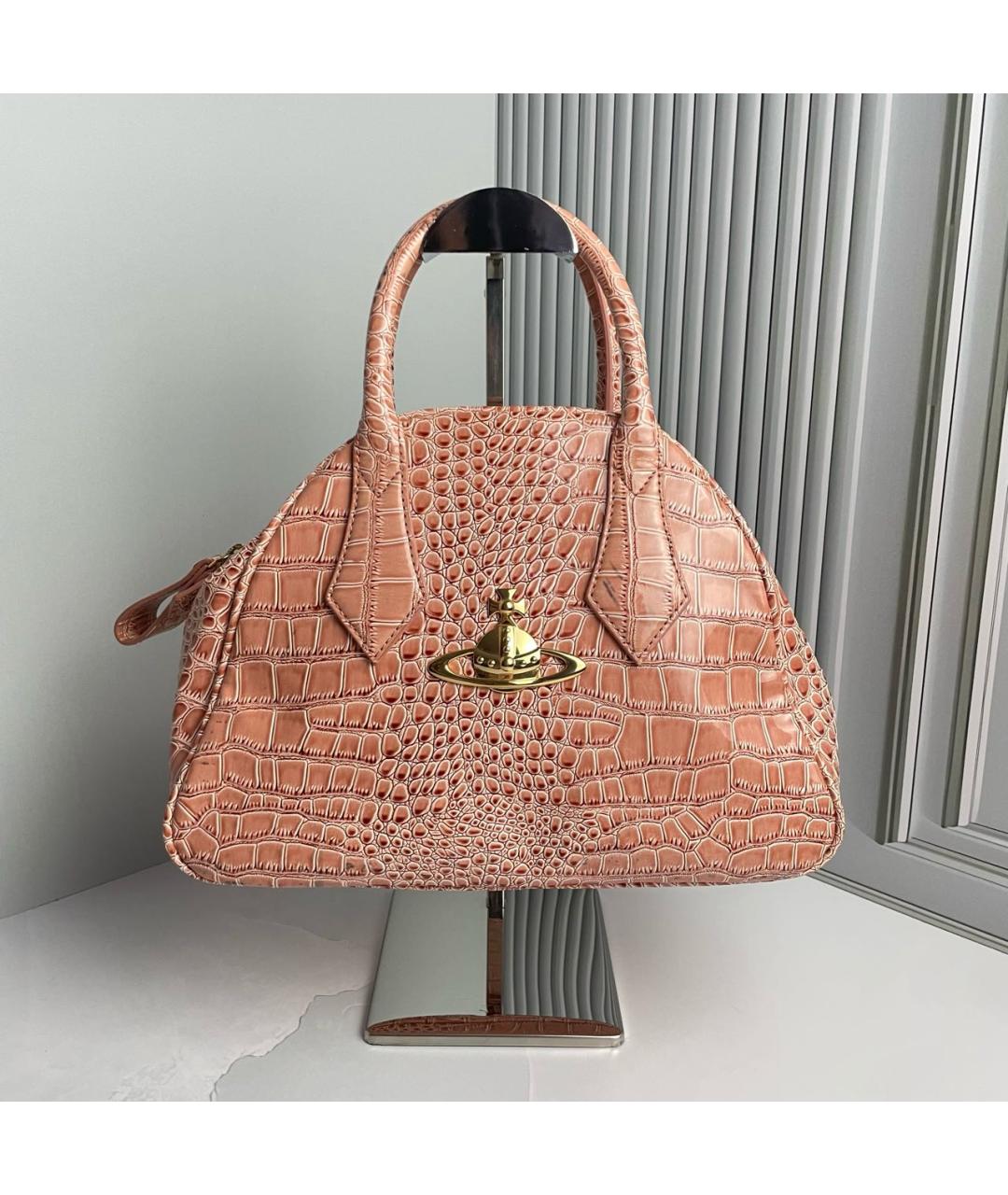 VIVIENNE WESTWOOD Бежевая сумка с короткими ручками из искусственной кожи, фото 9
