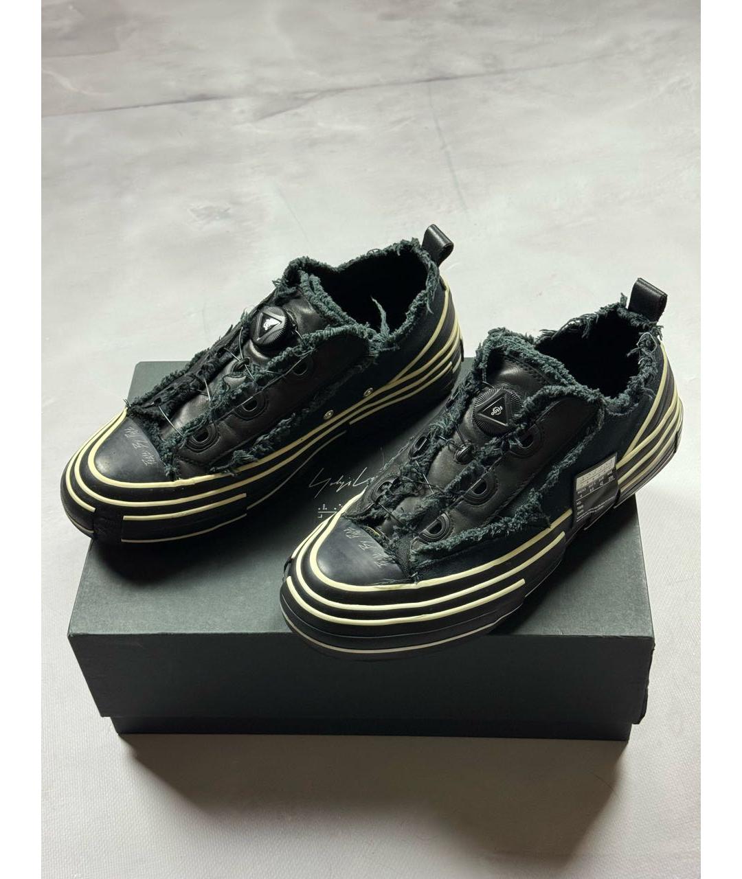 YOHJI YAMAMOTO Черные текстильные низкие кроссовки / кеды, фото 2