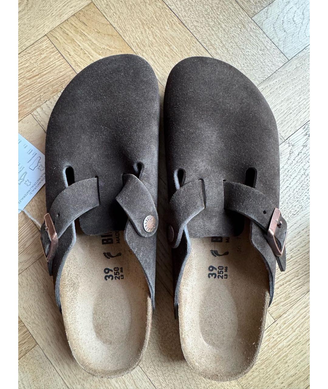 BIRKENSTOCK Коричневые замшевые сабо, фото 7