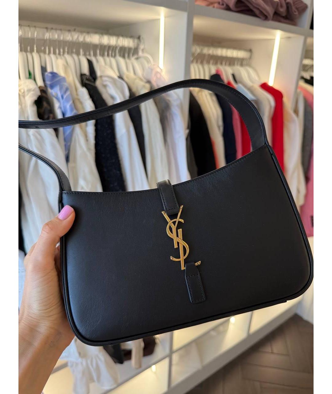 SAINT LAURENT Черная кожаная сумка через плечо, фото 2