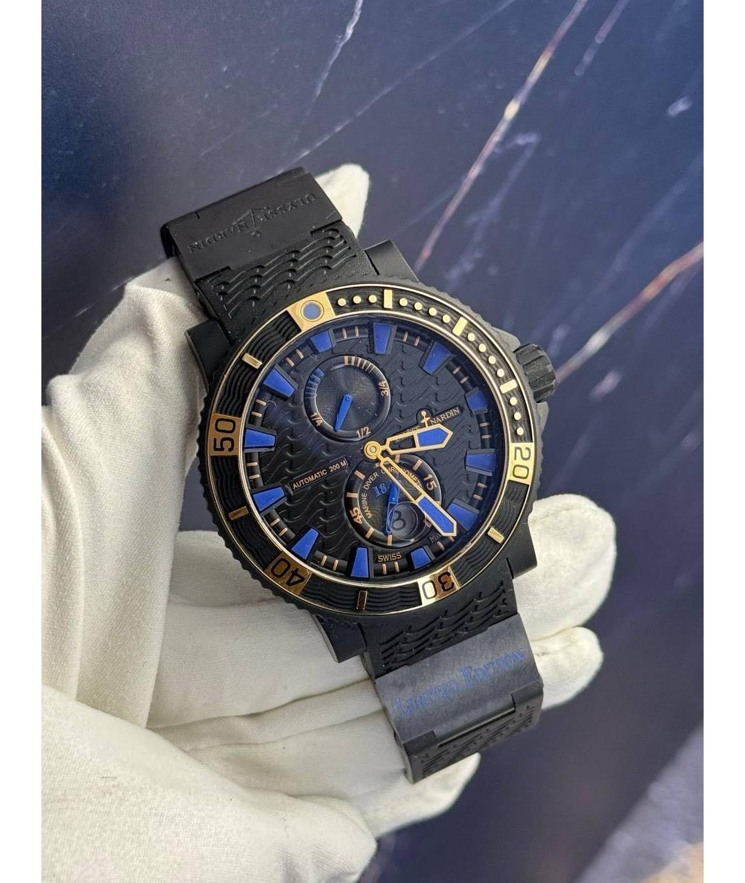 Ulysse Nardin Черные часы из розового золота, фото 3