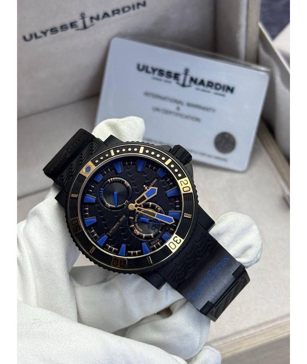 Ulysse Nardin Черные часы из розового золота, фото 5