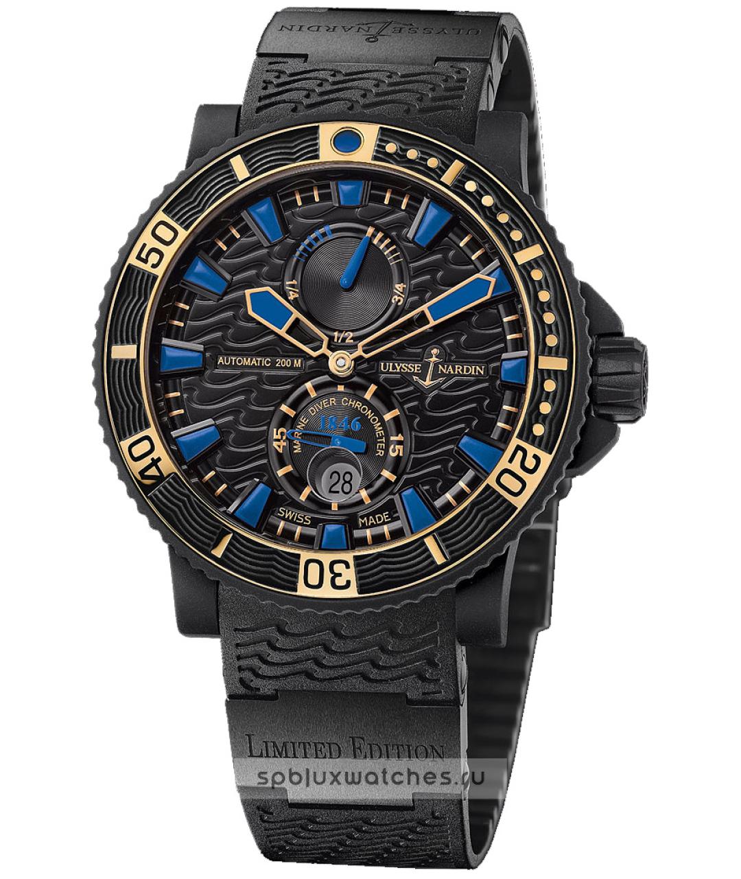 Ulysse Nardin Черные часы из розового золота, фото 9