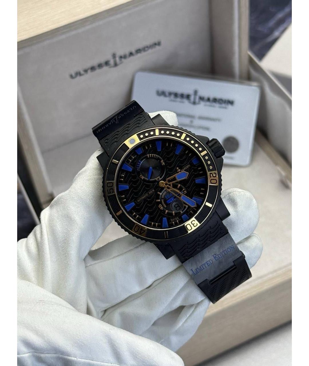 Ulysse Nardin Черные часы из розового золота, фото 4
