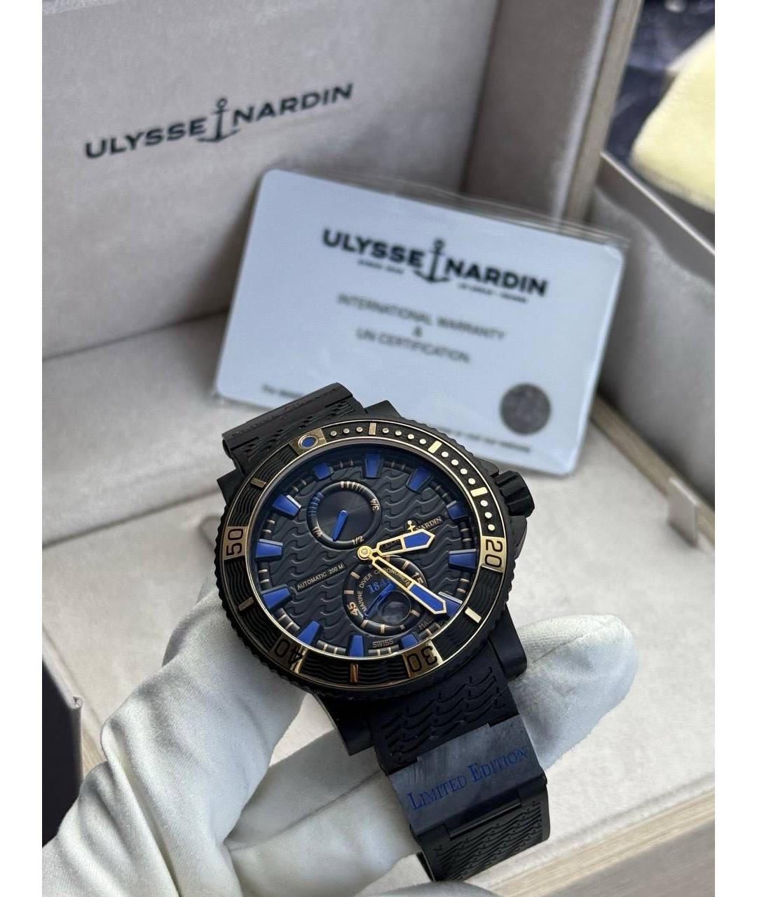 Ulysse Nardin Черные часы из розового золота, фото 7
