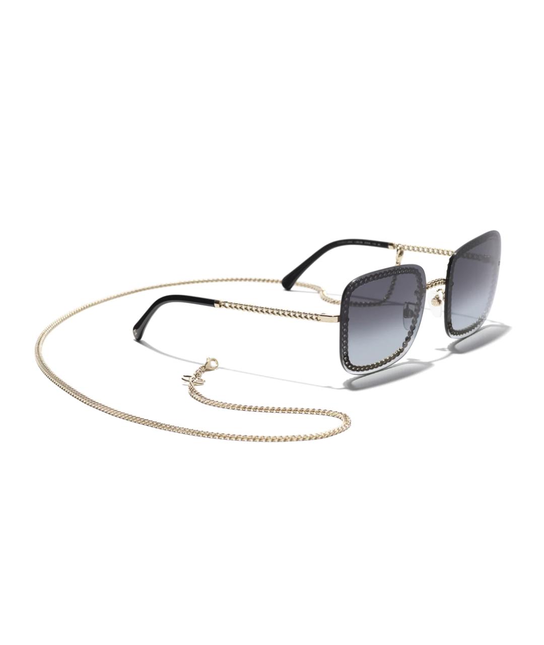 CHANEL Золотые металлические солнцезащитные очки, фото 4