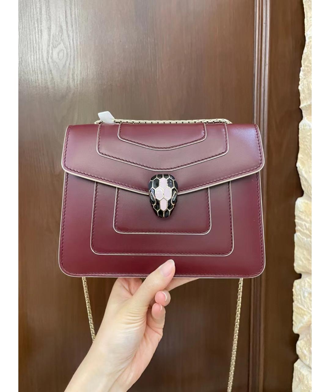 BVLGARI Красная кожаная сумка через плечо, фото 2