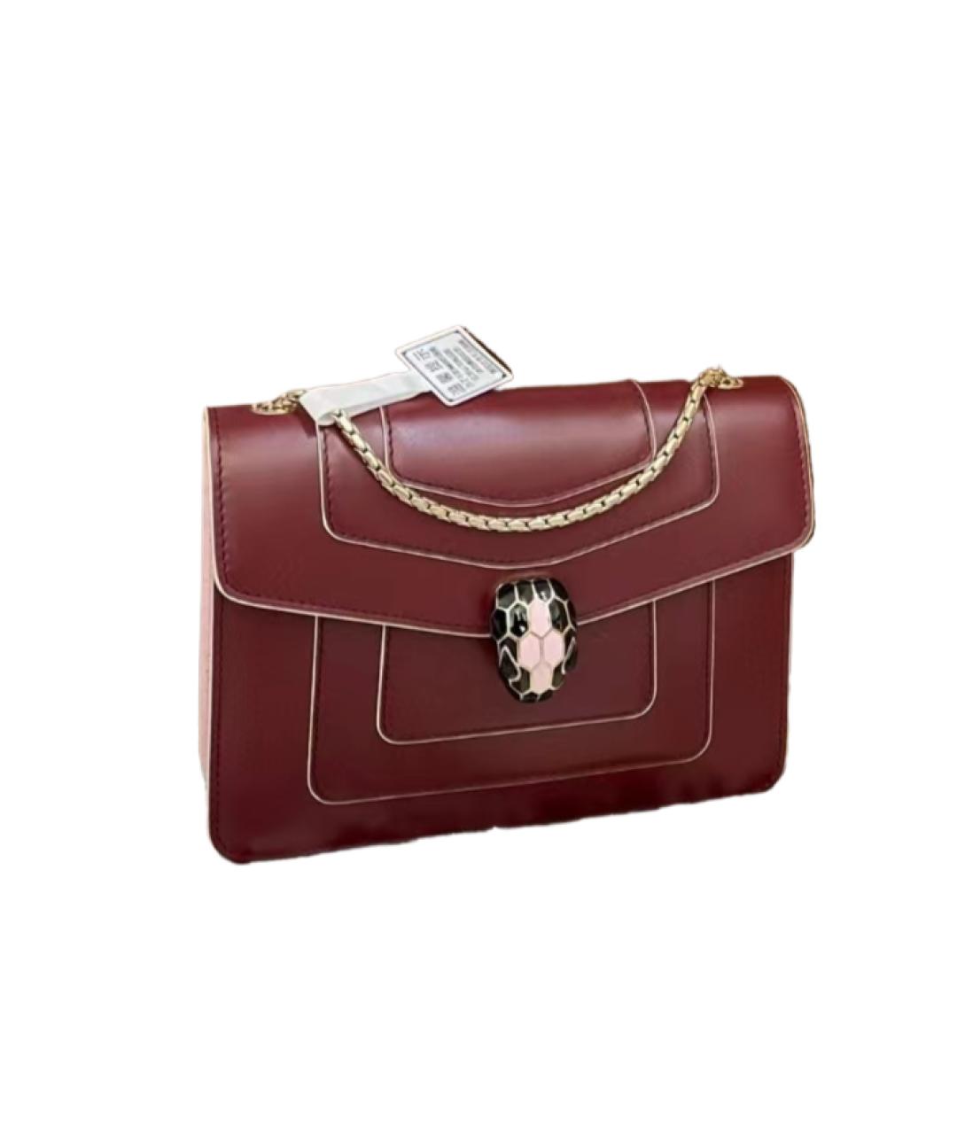 BVLGARI Красная кожаная сумка через плечо, фото 1