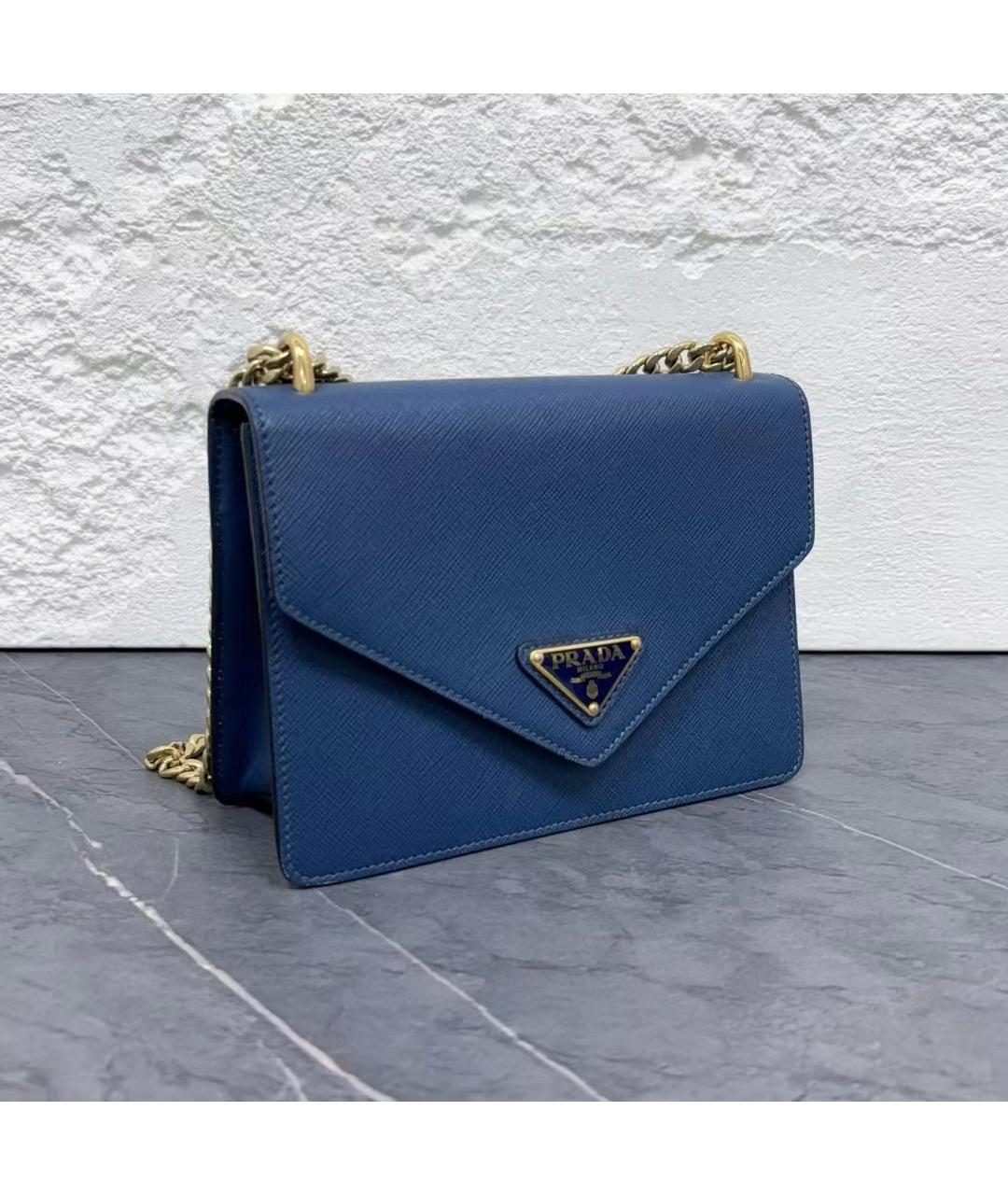 PRADA Голубая кожаная сумка через плечо, фото 5