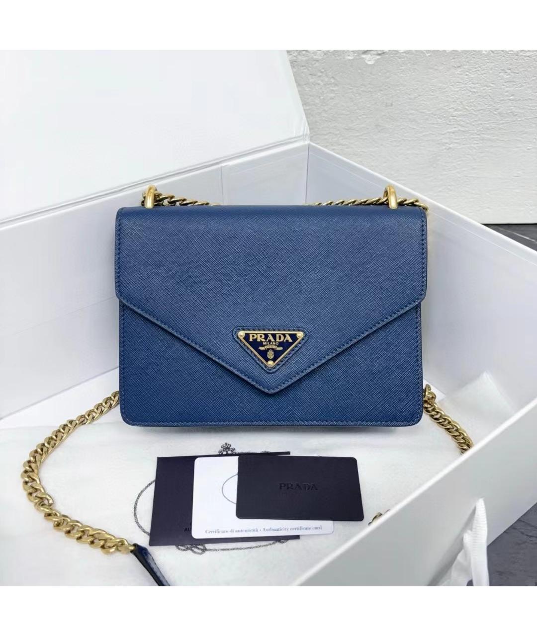 PRADA Голубая кожаная сумка через плечо, фото 2