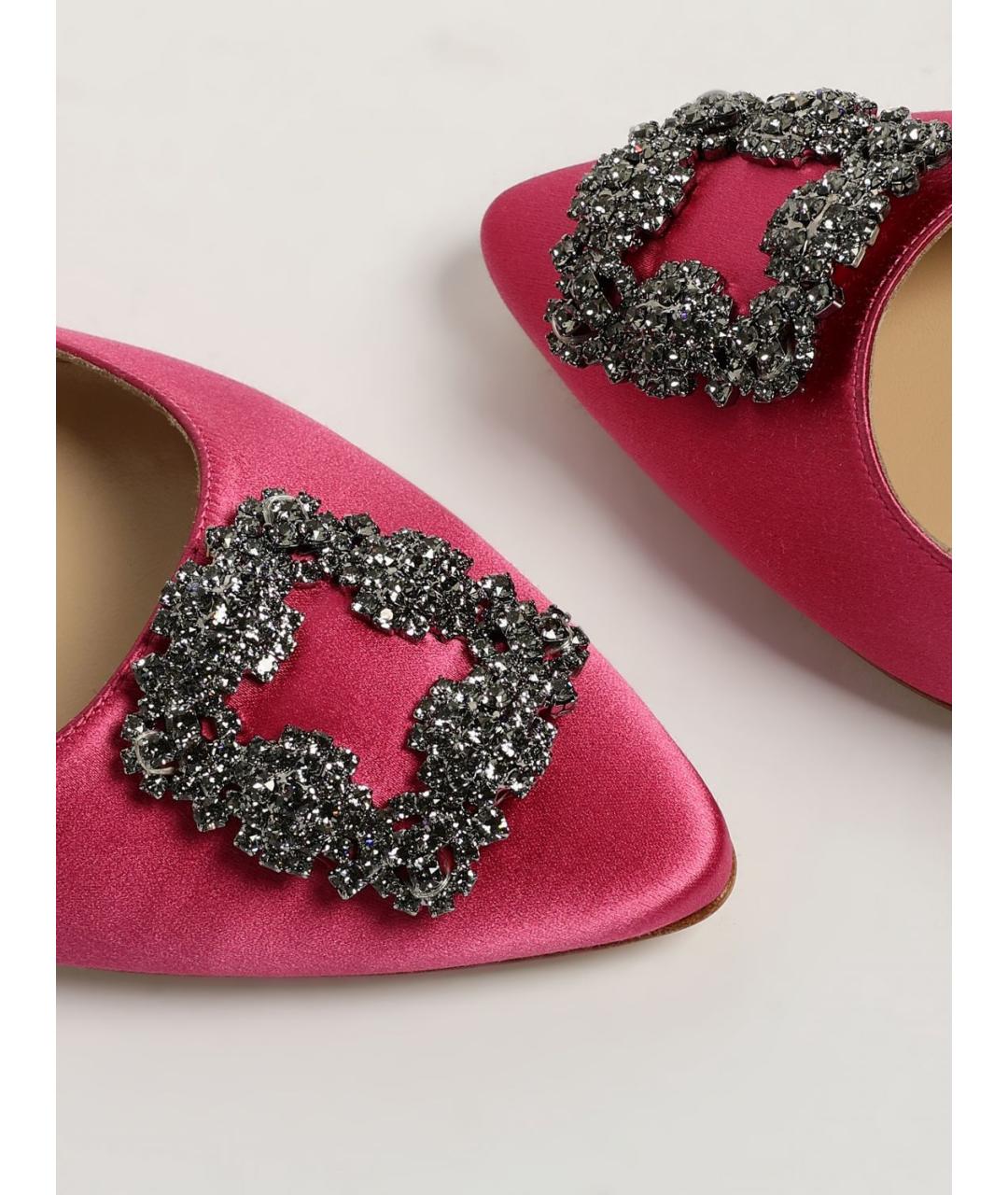 MANOLO BLAHNIK Розовые текстильные балетки, фото 4