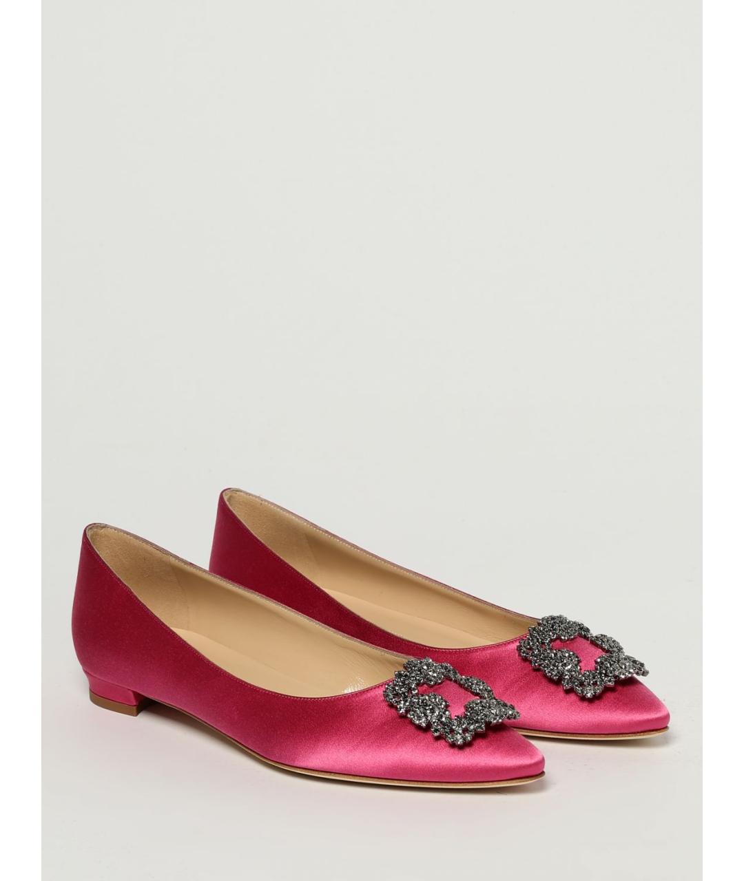 MANOLO BLAHNIK Розовые текстильные балетки, фото 2