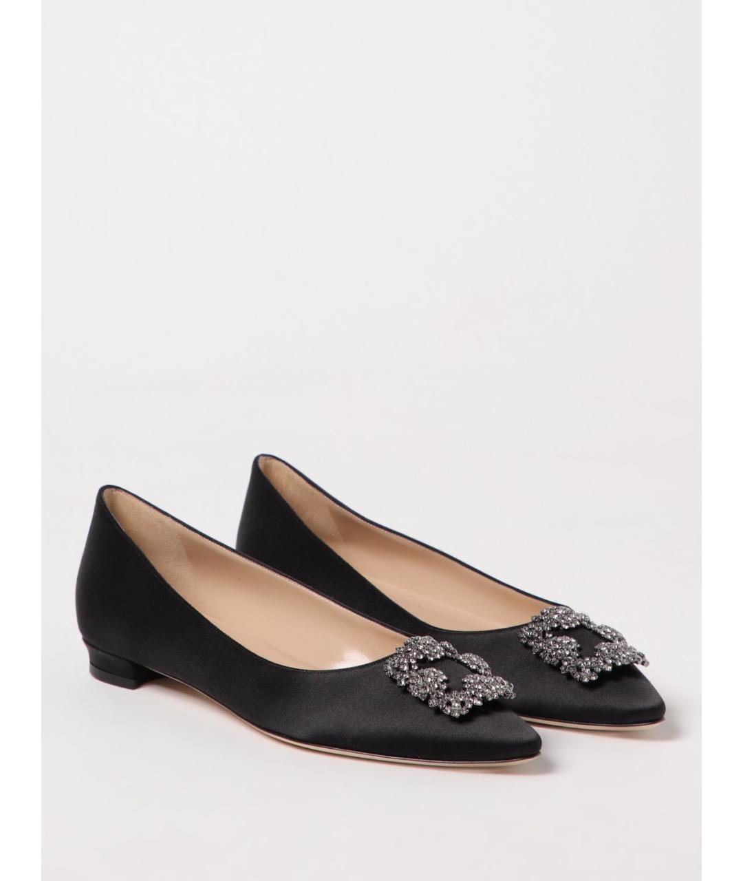 MANOLO BLAHNIK Черные текстильные балетки, фото 2