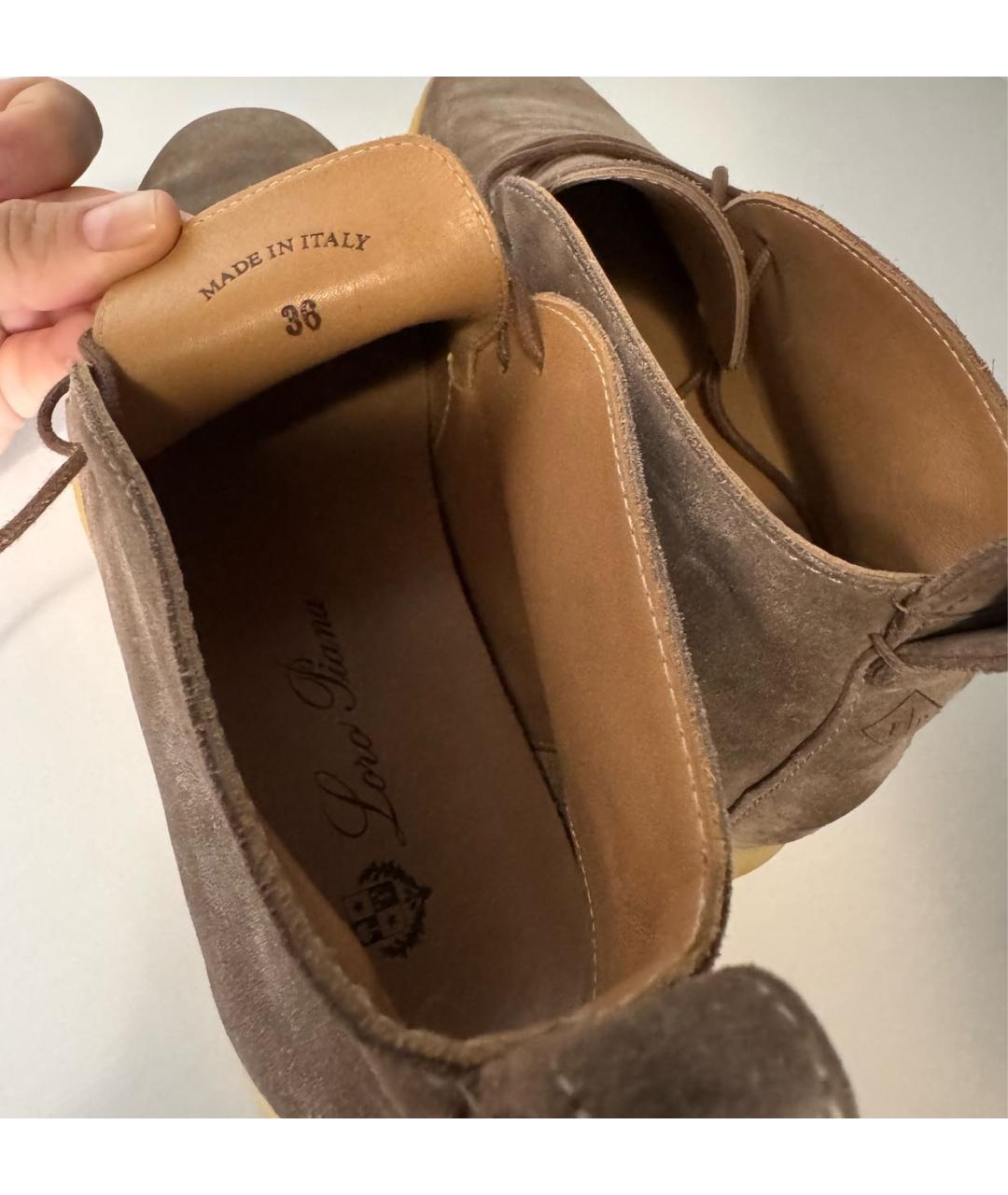 LORO PIANA Серые замшевые лоферы, фото 4