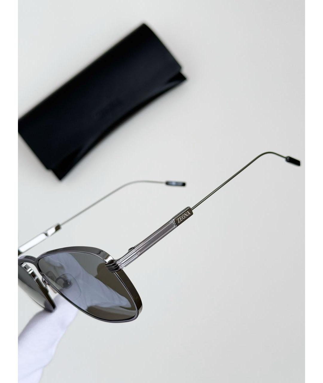 ERMENEGILDO ZEGNA Серые металлические солнцезащитные очки, фото 3